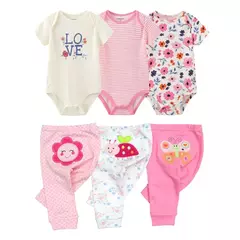 Conjuntos de roupas de algodão unissex para bebê recém-nascido, bodysuits e calças, desenhos animados, manga curta, bebê menino e menina, 6 unid, 9 unid, 10 unid - Wolf Magazine