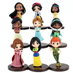 Q Posket Princesa Figura Brinquedos, Bonecas Modelo PVC, Rainha da Beleza, 9Pcs, 7cm