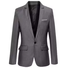 Blazer fino monocromático para homens, jaqueta de escritório masculina, tamanho grande, preto e azul, casaco de casamento coreano