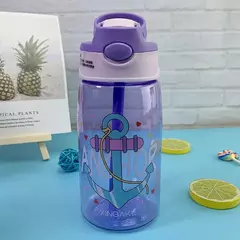Criativo Cartoon Baby Feeding Cup com canudos, Kids Water Sippy Cup, copos portáteis ao ar livre para crianças, 480ml - Wolf Magazine