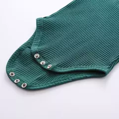 Imagem do Conjunto de bodysuits de manga comprida e calças elásticas para bebé, com nervuras, xadrez, roupa sólida, infantil, recém-nascido, menina, menino, primavera, outono, 2 peças