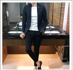 Terno casual blazer masculino, jaqueta formal, design popular, vestido, casacos de negócios, plus size, S-4XL, 2023 - comprar online