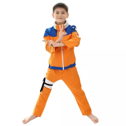 Clássico Anime Cosplay Trajes para Crianças, Juvenil, Uzumaki, Naruto, Tamanho Europeu, Frete Grátis