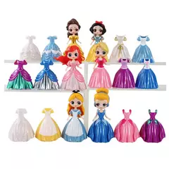 4-12-18-24 Pçs/set 5-12cm Q Posket Magos Clipe Vestido de Princesa Branca de Neve Cinderela Sereia Belle Elsa Action Figure Modelo Brinquedos na internet