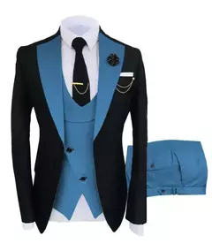 Imagem do Ternos masculinos 3 peças sob medida melhor homem noivo casamento smoking fino ajuste jacquard duas cores blazer jaqueta colete calças smoking roupas