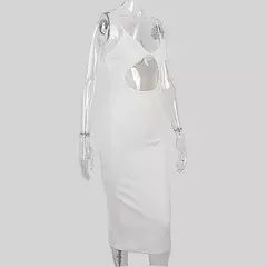 Wsevypo sem costas suspender praia vestido elegante festa feminina sem mangas decote em v recorte bodycon mini vestido de verão sexy split envoltório