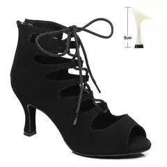 Dkzsyim sapatos femininos de dança latina, salto alto com cadarço, para salão