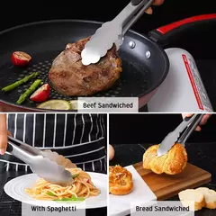 Pinças de churrasco longas em aço inoxidável, alça antiderrapante, grampo de churrasco frito, braçadeira de pão de salada, ferramentas de cozinha, carne comida clip, 9 in, 12 in, 16 in - loja online