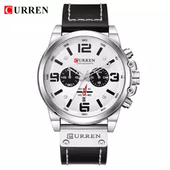 CURREN-Relógio de quartzo de couro genuíno impermeável masculino, relógio de pulso, cronógrafo, militar, esporte, marca de luxo na internet