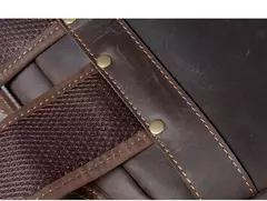 Mochila de couro genuíno para homens, cavalo louco vintage mochila para laptop grande mochila diária mochila de viagem mochila para caminhadas - Wolf Magazine