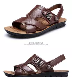 Sandálias masculinas de couro tamanho grande, sapatos clássicos de verão, chinelos romanos macios, calçado confortável para caminhadas ao ar livre na internet