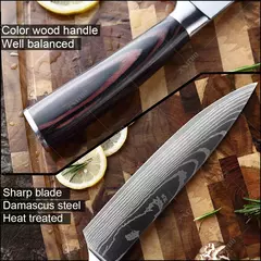 Imagem do XITUO-Laser Damasco Padrão Facas de Cozinha Set, Faca Chef, Ultra-Sharp, Santoku, Cutelo, Corte, Utilidade, Fruta, 1-10pcs
