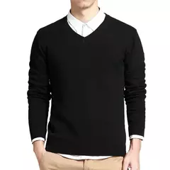 Suéter de algodão masculino manga longa pulôveres outwear masculino gola v blusas da moda de marca solto fit roupas de tricô estilo coreano - Wolf Magazine