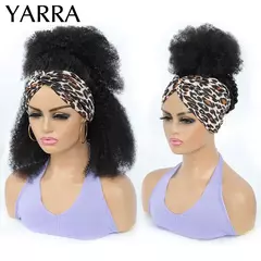 Afro kinky encaracolado cabelo humano bandana perucas para preto feminino 180% densidade cabelo humano brasileiro remy máquina completa feita cabelo yara na internet