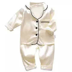 Pijama de manga comprida para meninos e meninas, roupa de casa confortável, calças de seda novas, primavera e outono, 0-4 anos na internet