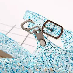 Sandálias de cristal princesa geléia sapatos de salto alto meninas princesa sapatos crianças cosplay festa sapatos de dança