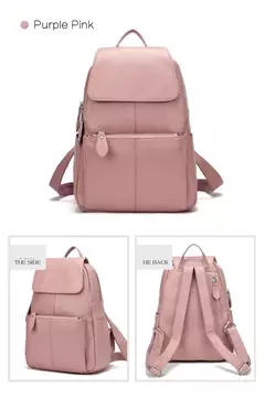 Mochila Zency-Anti-Roubo de Couro Feminina, Mochila de Grande Capacidade, Bolsa Designer de Viagem, Couro Branco, Qualidade, Elegante, A ++ - comprar online