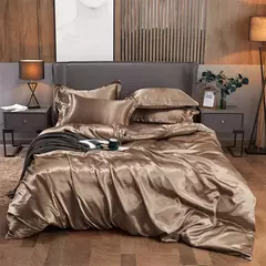 Monocromático Rayon Satin Conjunto de cama, luxo Kit Duvet Cover, Twin Queen e Cama King Size, 2PCs, 3PCs, 4PCs na internet