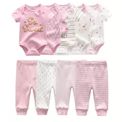 Conjuntos de roupas de algodão unissex para bebê recém-nascido, bodysuits e calças, desenhos animados, manga curta, bebê menino e menina, 6 unid, 9 unid, 10 unid - comprar online