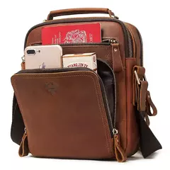 HumerPAUL-Bolsa de ombro de couro genuíno para homens, sacos transversais vintage, de grande capacidade, sacola masculina do mensageiro, bolsa de viagem