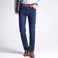 Imagem do Jeans estilo clássico irmão Wang masculino, casual, stretch, fino, calça jeans, azul claro, calça preta, marca masculina