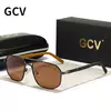 GCV-Óculos clássicos polarizados quadrados masculinos, óculos de sol piloto, armação de metal, óculos masculinos, bloqueio UV, marca de luxo, 2021