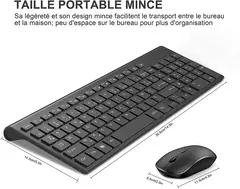 Imagem do Combo de teclado e mouse sem fio, 2.4G recarregável AZERTY Keyboard Set, ergonômico para computador, Mac, PC, laptop, TV