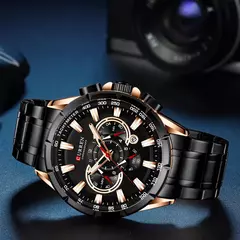 Curren-relógio de pulso casual masculino, pulseira de aço inoxidável, mostrador grande, quartzo, com slots luminosos, cronógrafo esportivo, novo - comprar online
