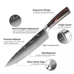 XITUO-Laser Damasco Padrão Facas de Cozinha Set, Faca Chef, Ultra-Sharp, Santoku, Cutelo, Corte, Utilidade, Fruta, 1-10pcs - loja online