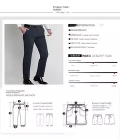Calça casual elástica de seda no gelo masculina, calça larga fina de meia idade e idosa, verão na internet