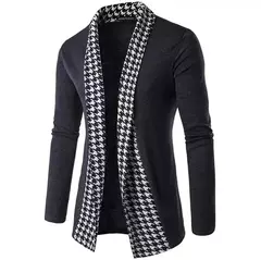 Casaco masculino de malha com punho clássico, suéter para homens de outono e inverno