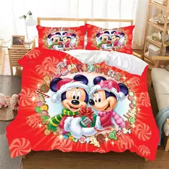 Natal mickey minnie jogo de cama capa edredon fronha casa têxtil roupa crianças presente cama king size conjunto