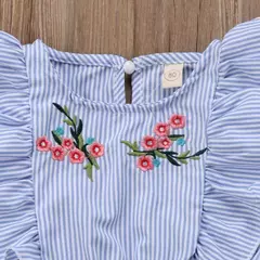 Imagem do Criança crianças bebê menina flor listra plissado macacão roupas roupas