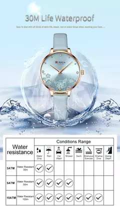 Curren-Relógios de pulso quartzo de couro de luxo feminino, marca relógio para senhoras, charme relógio mostrador flores - Wolf Magazine