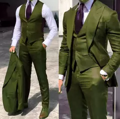 Smoking Slim Fit para casamento masculino, terno padrinhos, jaqueta formal de negócios, colete, calças, noivo clássico, 3 peças - Wolf Magazine