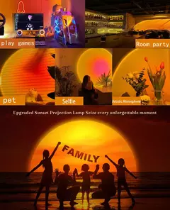 LED USB Sunset Lamp, Nightlights, Projetor, Birthday Party, Mood Lights, Quarto, Sala de estar, Fotografia de parede