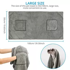 Imagem do Super absorvente grande filhote de cachorro cão de estimação toalha roupão toalhas de banho de secagem rápida gato toalha de banho suprimentos de banho toalha de cão microfibra