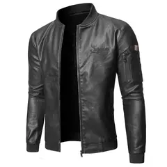 Jaqueta de motocicleta Slim Fit masculina, jaquetas de couro falso, jaquetas PU quentes, roupas de marca, casaco de inverno S a 3XL, 2023 - loja online