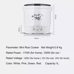 Mini Fogão De Arroz Elétrico MultiCooker Portátil Fogões De Arroz Doméstico 12V 24V 220V Panelas De Máquina De Cozinhar Panelas Para O Caminhão Do Carro Casa na internet