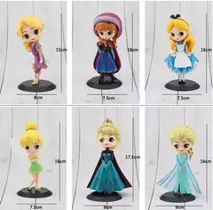 Quente 20 + estilo princesa q posket princesa neve elsa & anna palhaço pvc anime bonecas figuras modelo colecionável brinquedos do miúdo presente