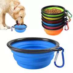 Suprimentos de alimentação para cães, tigela dobrável de silicone portátil, recipiente de água para cachorros com mosquetão, tigela dobrável para gatos, acessórios para viagem para animais de estimação - loja online