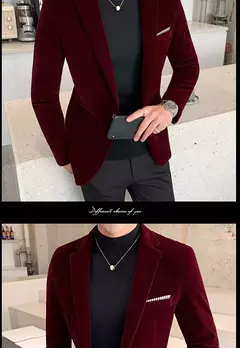 Imagem do Blazer de veludo dourado masculino, terno slim fit, jaqueta casual, traje de cantor noivo, vestido de noite formal de alta qualidade, moda outono e inverno