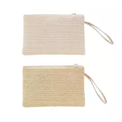 Moda feminina boêmio tecido embreagem wristlet saco casual senhoras praia verão cor sólida pequenas bolsas bolsa branco bege presentes - loja online