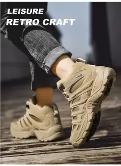 Botas de caminhada ao ar livre para homens, botas antiderrapantes, tênis leves, calçado de deserto, curto, inverno, outono, moda na internet