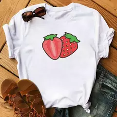 Camiseta branca estampada com frutas engraçadas para mulheres, estampa Kawaii Banana, camiseta Harajuku, manga curta, camiseta, moda - Wolf Magazine