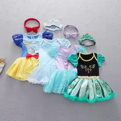 Baby Romper TUTU Vestido Com Headband Infantil Baby Princess Girl Roupas Tamanho 3-18M Cute Design Baby Dress Party Trajes - loja online