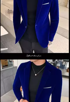 Blazer de veludo dourado masculino, terno slim fit, jaqueta casual, traje de cantor noivo, vestido de noite formal de alta qualidade, moda outono e inverno na internet