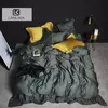 Lanlika-Pure 100% Seda Verde Conjunto de Cama, Capa de Edredão, Roupa de Cama, Lençol, Fronha, Beleza, Duplo, Rainha, Rei, Alta Qualidade