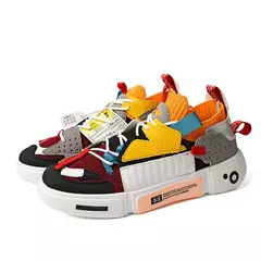Sapatilhas unissex de malha respirável, sapatilhas masculinas, sapatos de plataforma casual, costura colorida, design de moda na internet