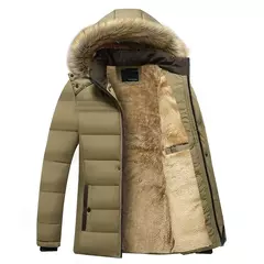 Parka masculina impermeável com capuz de pele, parkas grossa de lã, casaco casual quente de inverno, moda outono, nova - comprar online